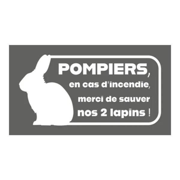 Pet Alert Pompiers – Lapins (lettrage) – autocollant Pet Alert en lettres découpées